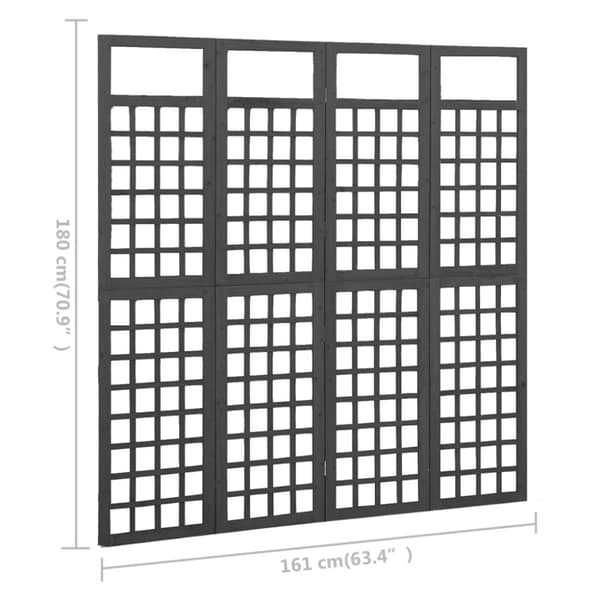 Rumdelere - Living 4-panels rumdeler/espalier 161x180 cm massivt grantræ sort