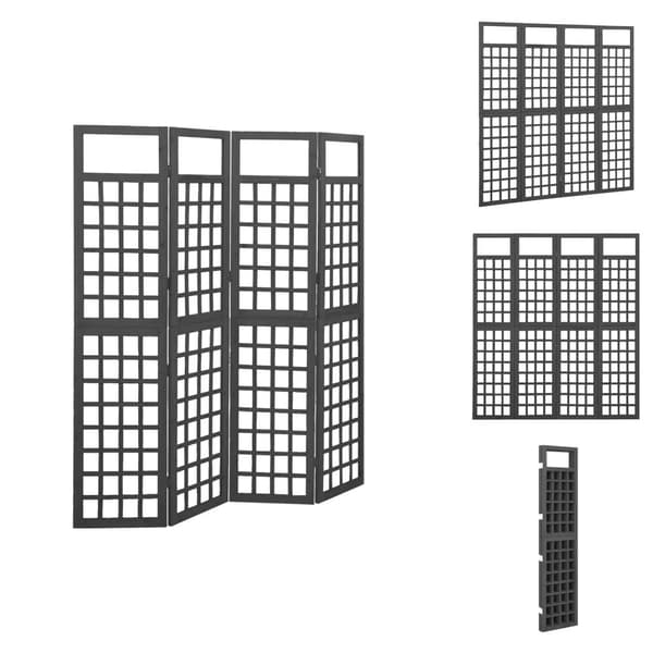 Rumdelere - Living 4-panels rumdeler/espalier 161x180 cm massivt grantræ sort