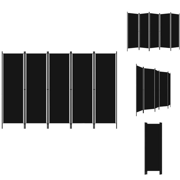Rumdelere - Living 5-panels rumdeler 250 x 180 cm sort