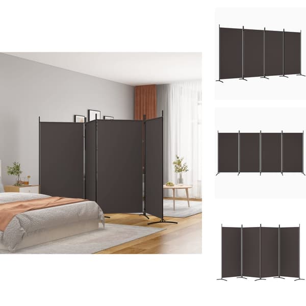 Rumdelere - Living 4-panels rumdeler 346x180 cm stof brun