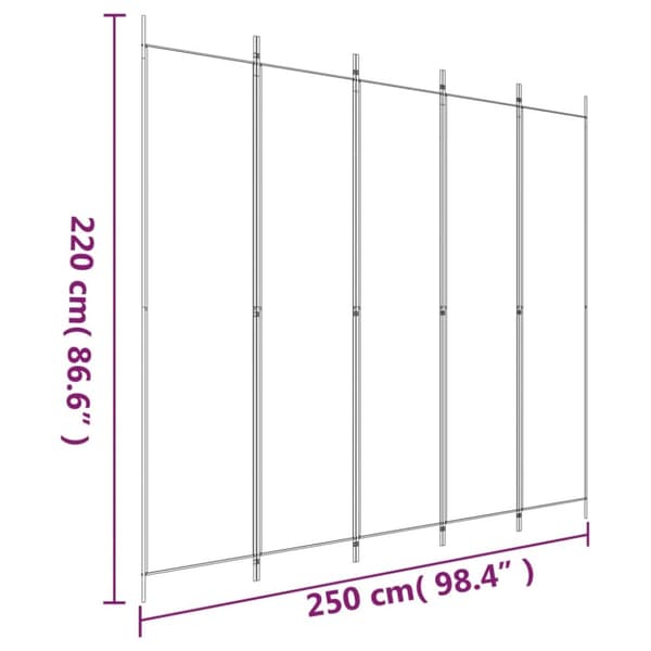 Rumdelere - Living 5-panels rumdeler 250x220 cm stof hvid