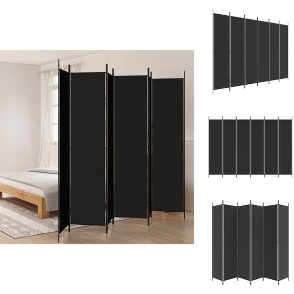 Rumdelere - Living 6-panels rumdeler 300x220 cm stof sort