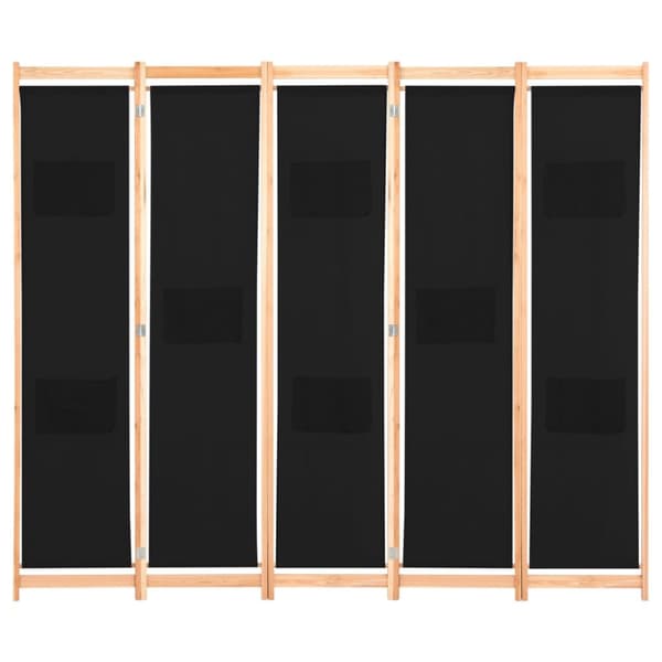 Rumdelere - Living 5-panels rumdeler 200 x 170 x 4 cm stof sort