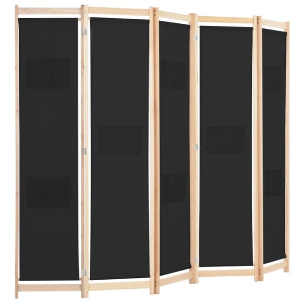 Rumdelere - Living 5-panels rumdeler 200 x 170 x 4 cm stof sort