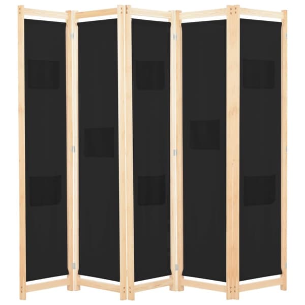 Rumdelere - Living 5-panels rumdeler 200 x 170 x 4 cm stof sort