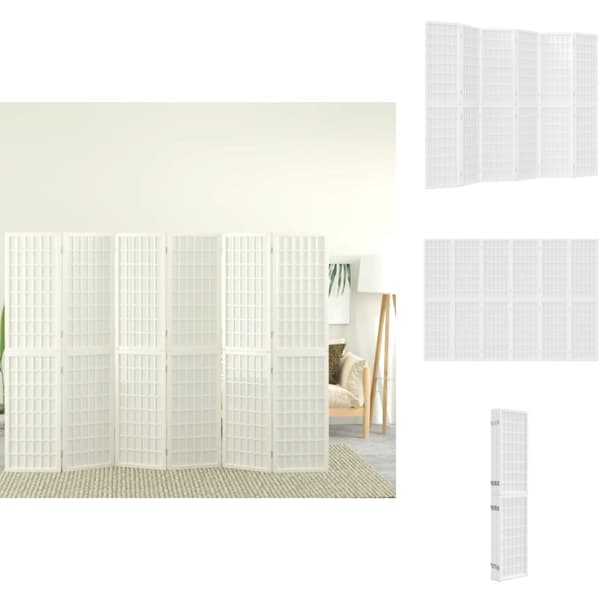 Rumdelere - Living 6-panels rumdeler 240x170 cm foldbar japansk stil hvid