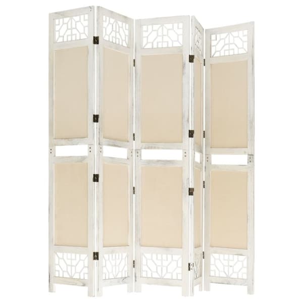 Rumdelere - Living 5-panels rumdeler 175x165 cm stof cremefarvet