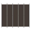 Miniatyrbillede 4 af 9: Rumdelere - Living 5-panels rumdeler 250x220 cm stof brun