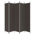 Miniatyrbillede 5 af 9: Rumdelere - Living 5-panels rumdeler 250x220 cm stof brun