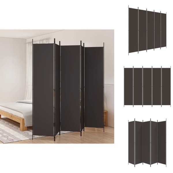 Rumdelere - Living 5-panels rumdeler 250x220 cm stof brun