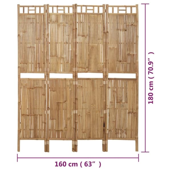 Rumdelere - Living 4-panels rumdeler 160x180 cm bambus