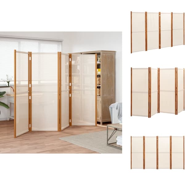 Rumdelere - Living 4-panels rumdeler 280x180 cm cremefarvet