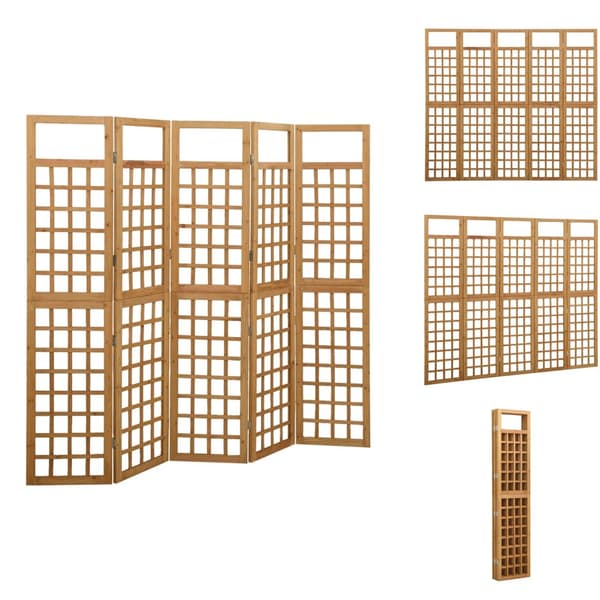 Rumdelere - Living 5-panels rumdeler/espalier 201,5x180 cm massivt grantræ