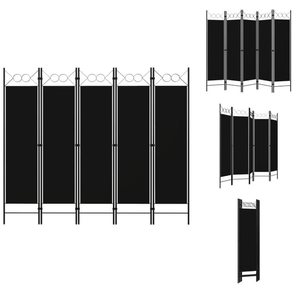 Rumdelere - Living 5-panels rumdeler 200x180 cm sort