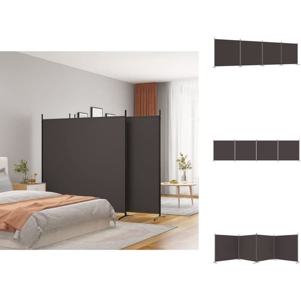Rumdelere - Living 4-panels rumdeler 698x180 cm stof brun