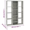 Miniatyrbillede 8 af 9: Rumdelere - Living rumdeler/bogreol 100x24x140 cm konstrueret træ betongrå