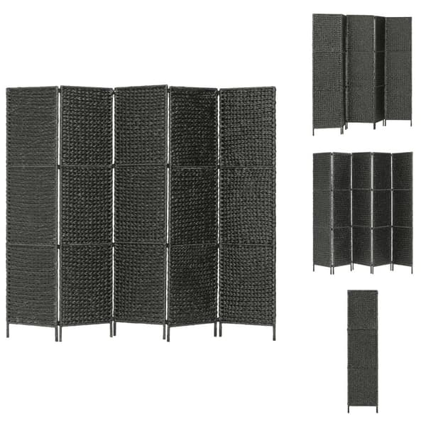 Rumdelere - Living rumdeler med 5 paneler 193 x 160 cm vandhyacint sort