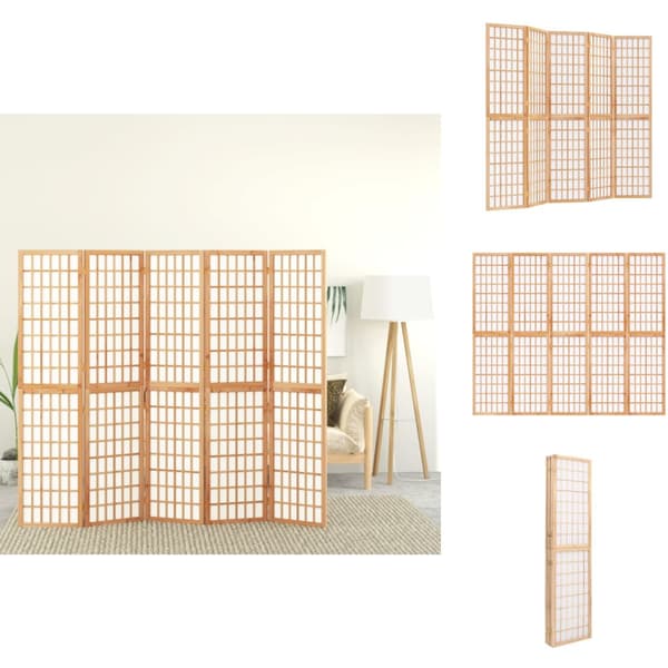 Rumdelere - Living 5-panels rumdeler 200x170 cm foldbar japansk stil