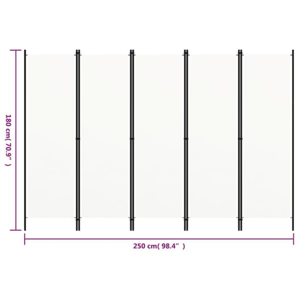 Rumdelere - Living 5-panels rumdeler 250 x 180 cm hvid