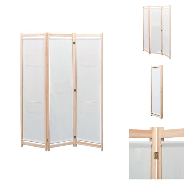 Rumdelere - Living 3-panels rumdeler 120 x 170 x 4 cm stof cremefarvet