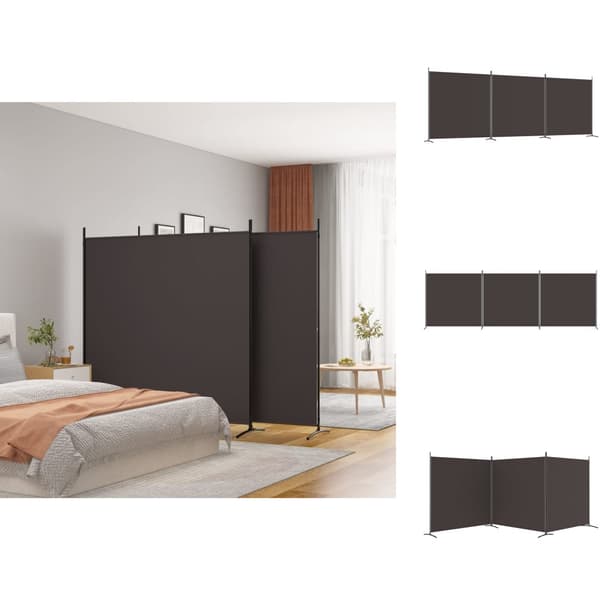 Rumdelere - Living 3-panels rumdeler 525x180 cm stof brun