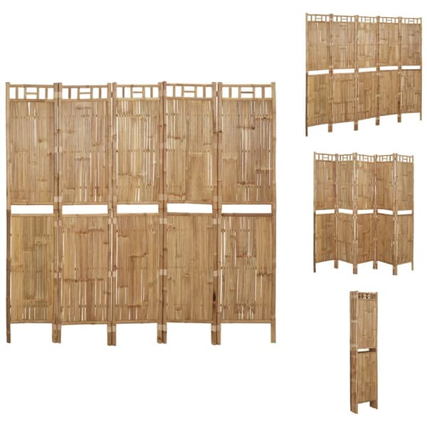 Rumdelere - Living 5-panels rumdeler 200x180 cm bambus