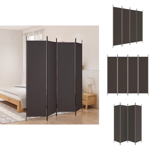 Rumdelere - Living 4-panels rumdeler 200x200 cm stof brun