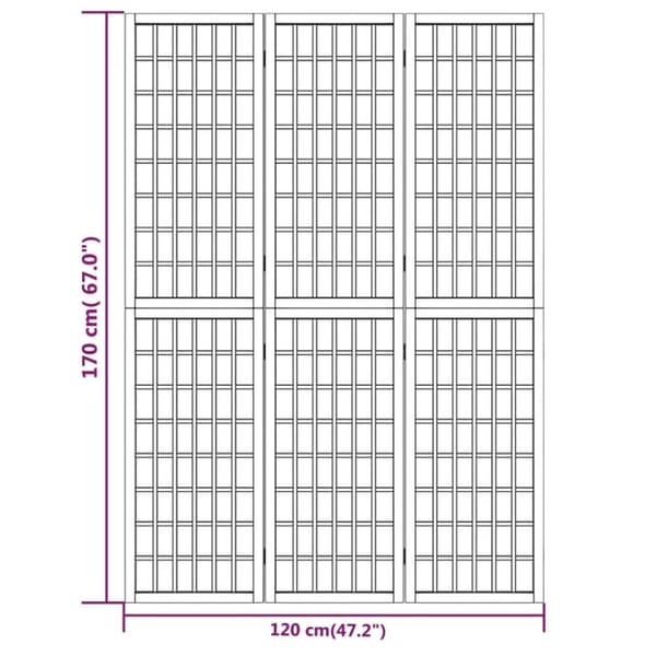 Rumdelere - Living 3-panels rumdeler 120x170 cm foldbar japansk stil