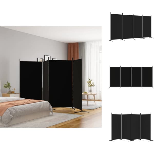 Rumdelere - Living 4-panels rumdeler 346x180 cm stof sort