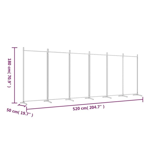 Rumdelere - Living 6-panels rumdeler 520x180 cm stof sort