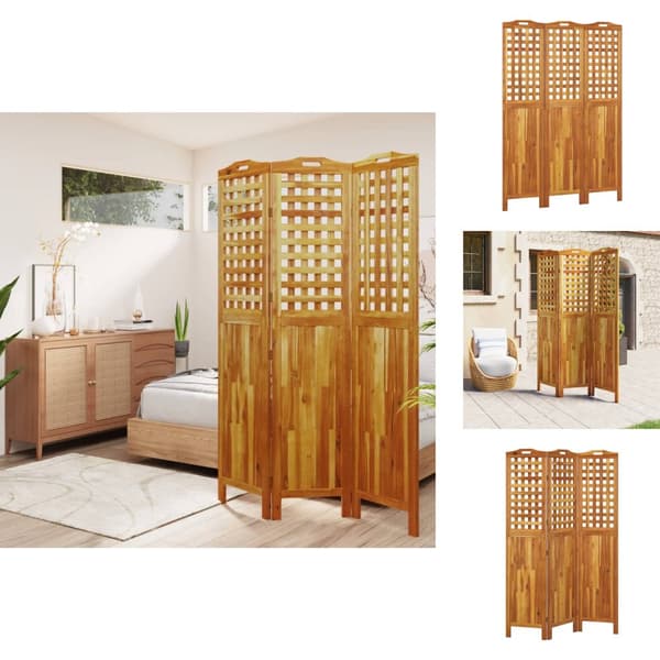 Rumdelere - Living 3-panels rumdeler 121,5x2x180 cm massivt akacietræ