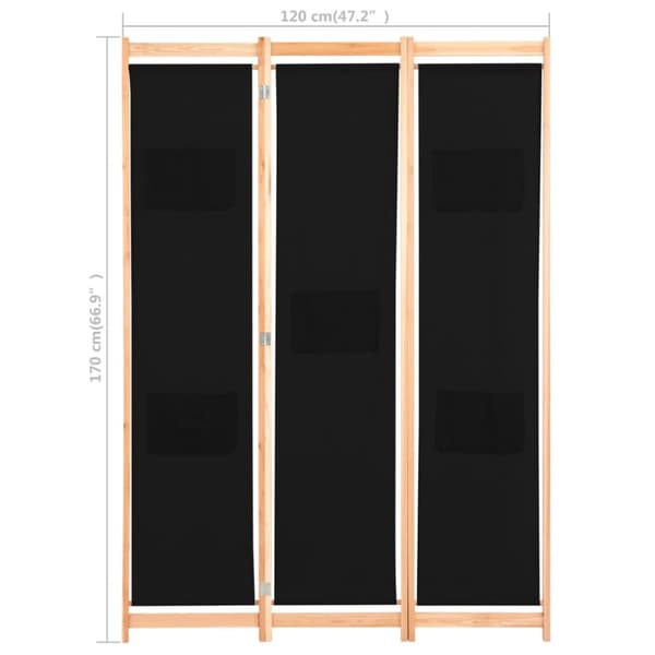 Rumdelere - Living 3-panels rumdeler 120 x 170 x 4 cm stof sort