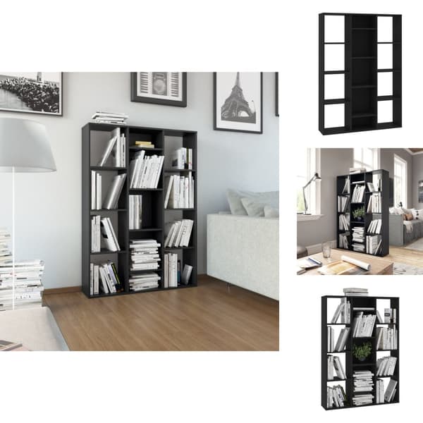 Rumdelere - Living rumdeler/bogreol 100x24x140 cm konstrueret træ sort