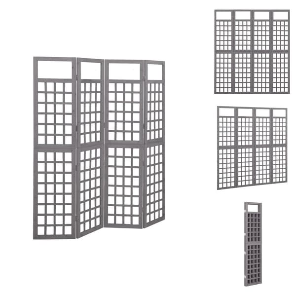 Rumdelere - Living 4-panels rumdeler/espalier 161x180 cm massivt grantræ grå