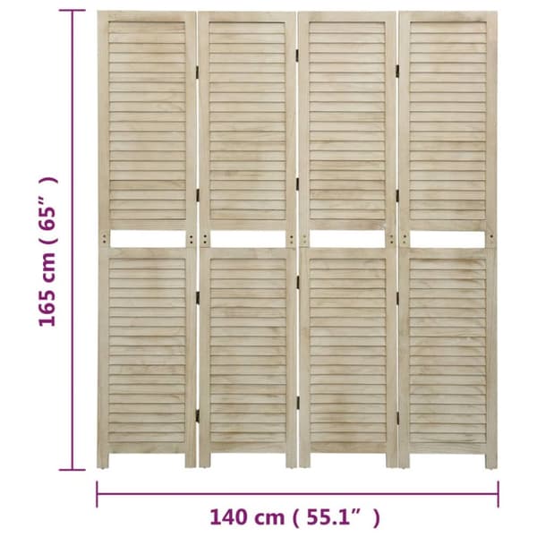 Rumdelere - Living 4-panels rumdeler 140x165 cm massivt kejsertræ