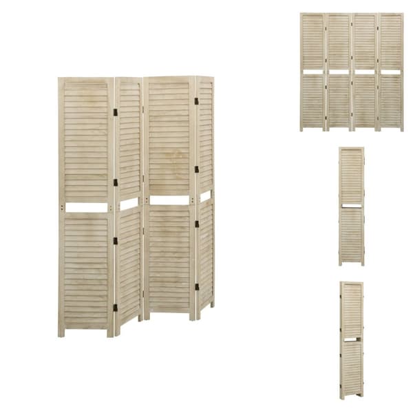 Rumdelere - Living 4-panels rumdeler 140x165 cm massivt kejsertræ