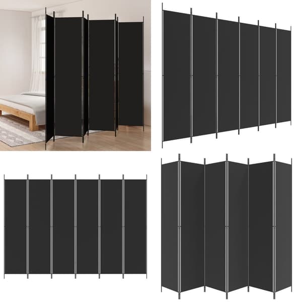 6-panels rumdeler 300x220 cm stof sort - Rumdeler - Rumdelere - Home & Living