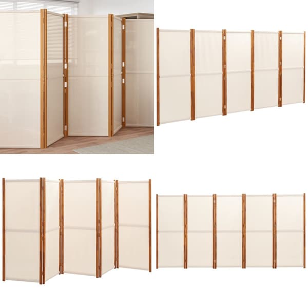 Rumsavdelare 5 paneler gräddvit 350x180 cm - Rumsavdelare - Skärmavdelare - Home & Living
