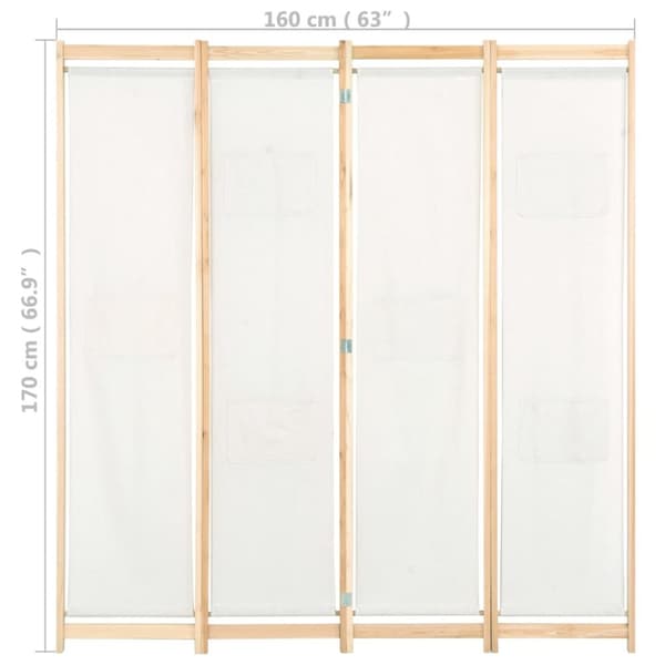 Rumsavdelare 4 paneler 160x170x4 cm gräddvit tyg - Rumsavdelare - Panel - Home & Living