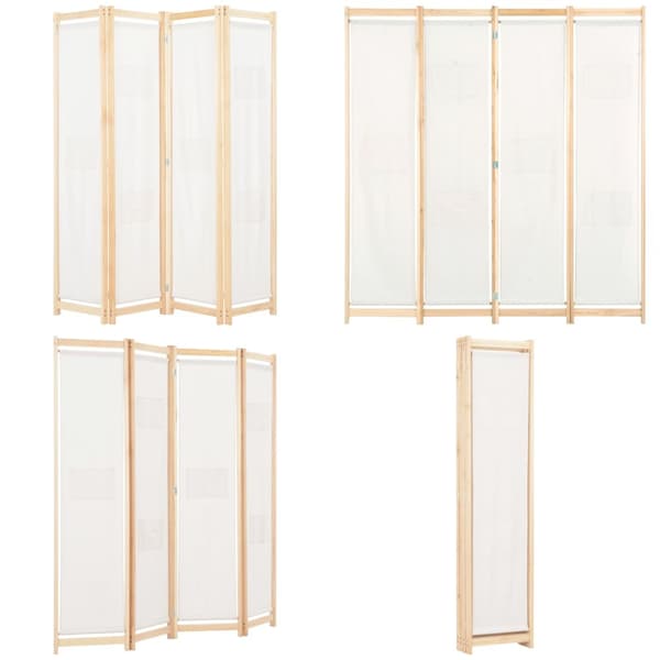 Rumsavdelare 4 paneler 160x170x4 cm gräddvit tyg - Rumsavdelare - Panel - Home & Living