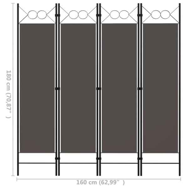 4-panels rumdeler 160x180 cm antracitgrå - Rumdeler - Rumdelere - Home & Living