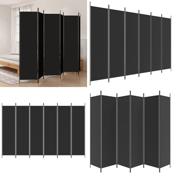 6-panels rumdeler 300x200 cm stof sort - Rumdeler - Rumdelere - Home & Living