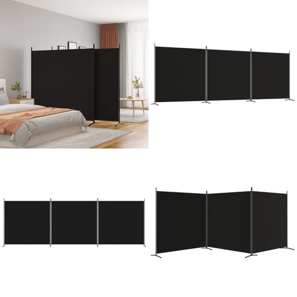 3-panels rumdeler 525x180 cm stof sort - Rumdeler - Rumdelere - Home & Living