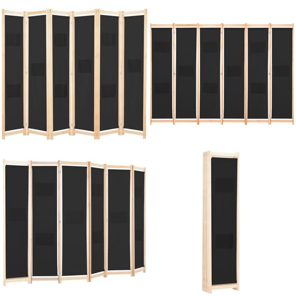 6-panels rumdeler 240 x 170 x 4 cm stof sort - Rumdeler - Rumdelere - Home & Living