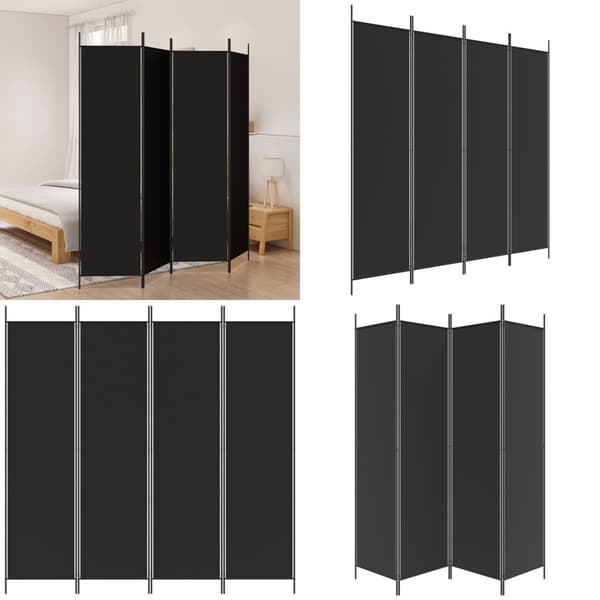 4-Paneelinen Tilanjakaja musta 200x200 cm kangas - Tilanjakaja - Tilanjakajat - Home & Living