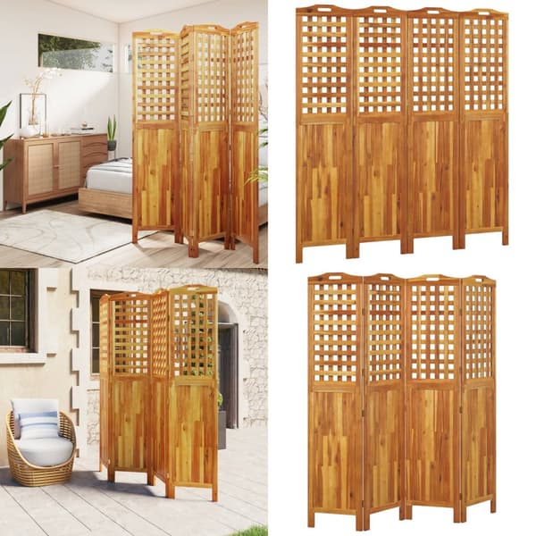 4-panels rumdeler 162x2x180 cm massivt akacietræ - Rumdeler - Rumdelere - Home & Living
