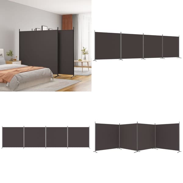 Rumsavdelare 4 paneler brun 698x180 cm tyg - Rumsavdelare - Skärmavdelare - Home & Living
