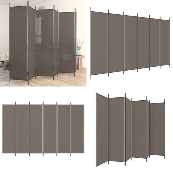 6-panels rumdeler 300x220 cm stof antracitgrå - Rumdeler - Rumdelere - Home & Living