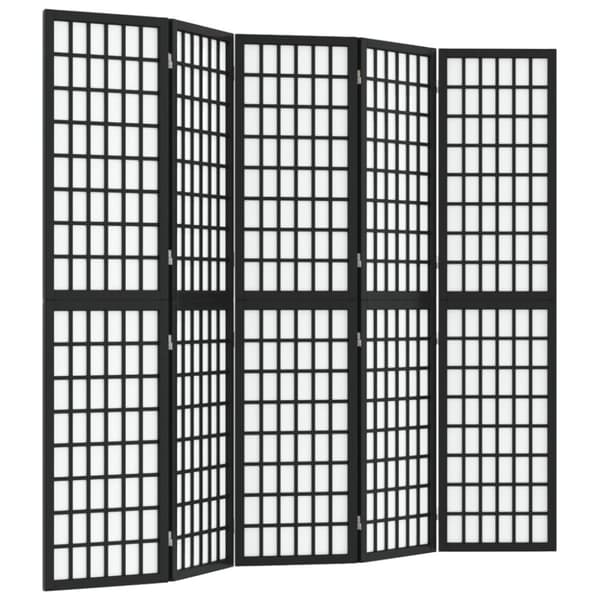 5-panels rumdeler 200x170 cm foldbar japansk stil sort - Rumdeler - Rumdelere - Home & Living