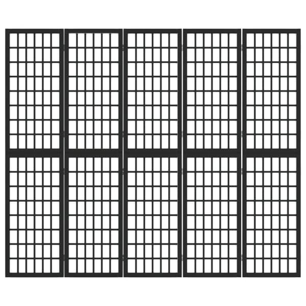 5-panels rumdeler 200x170 cm foldbar japansk stil sort - Rumdeler - Rumdelere - Home & Living